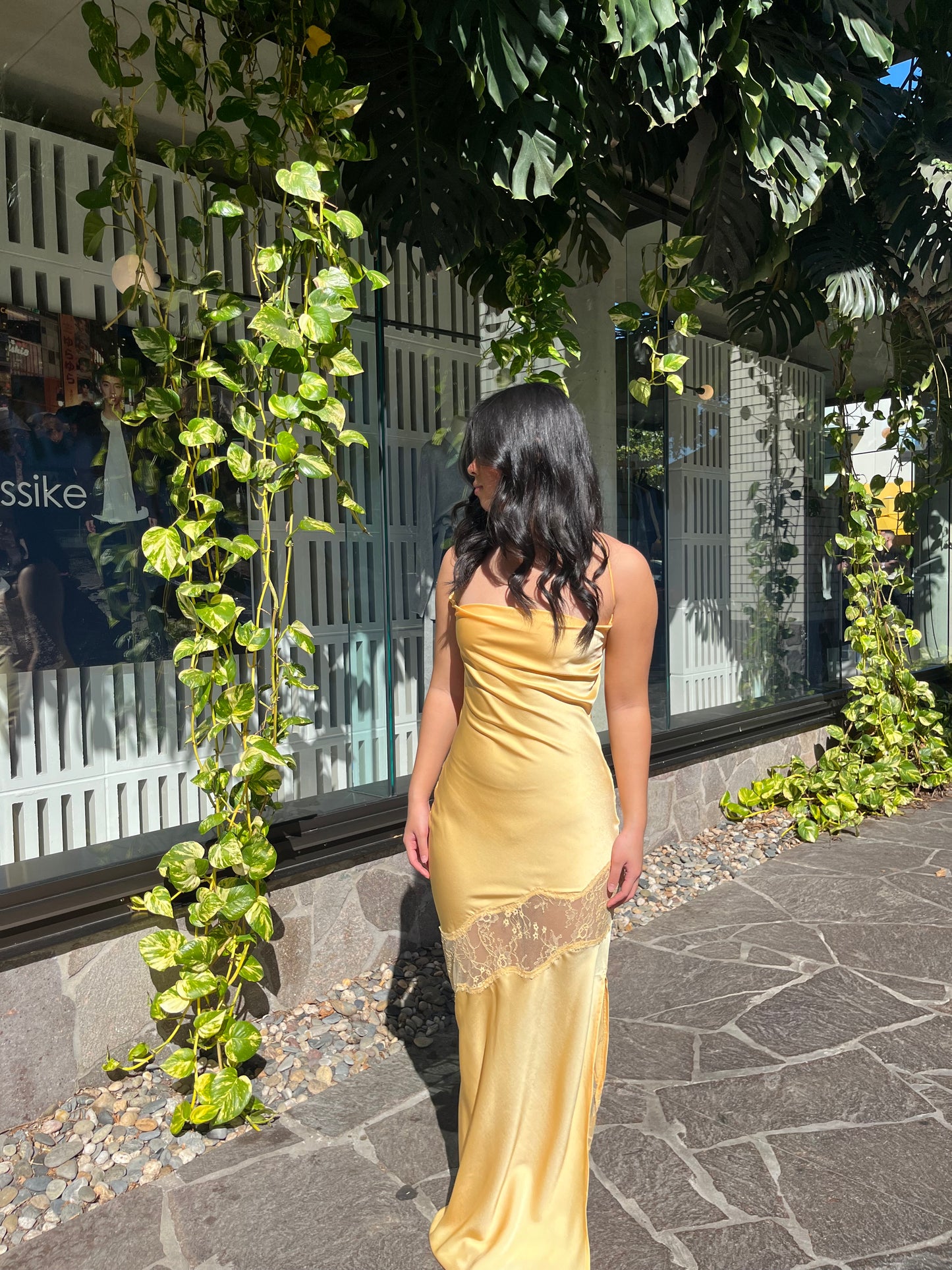Chandra Lace Detail Lemon Maxi
