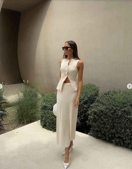 Bec Button Tank and Skirt Set