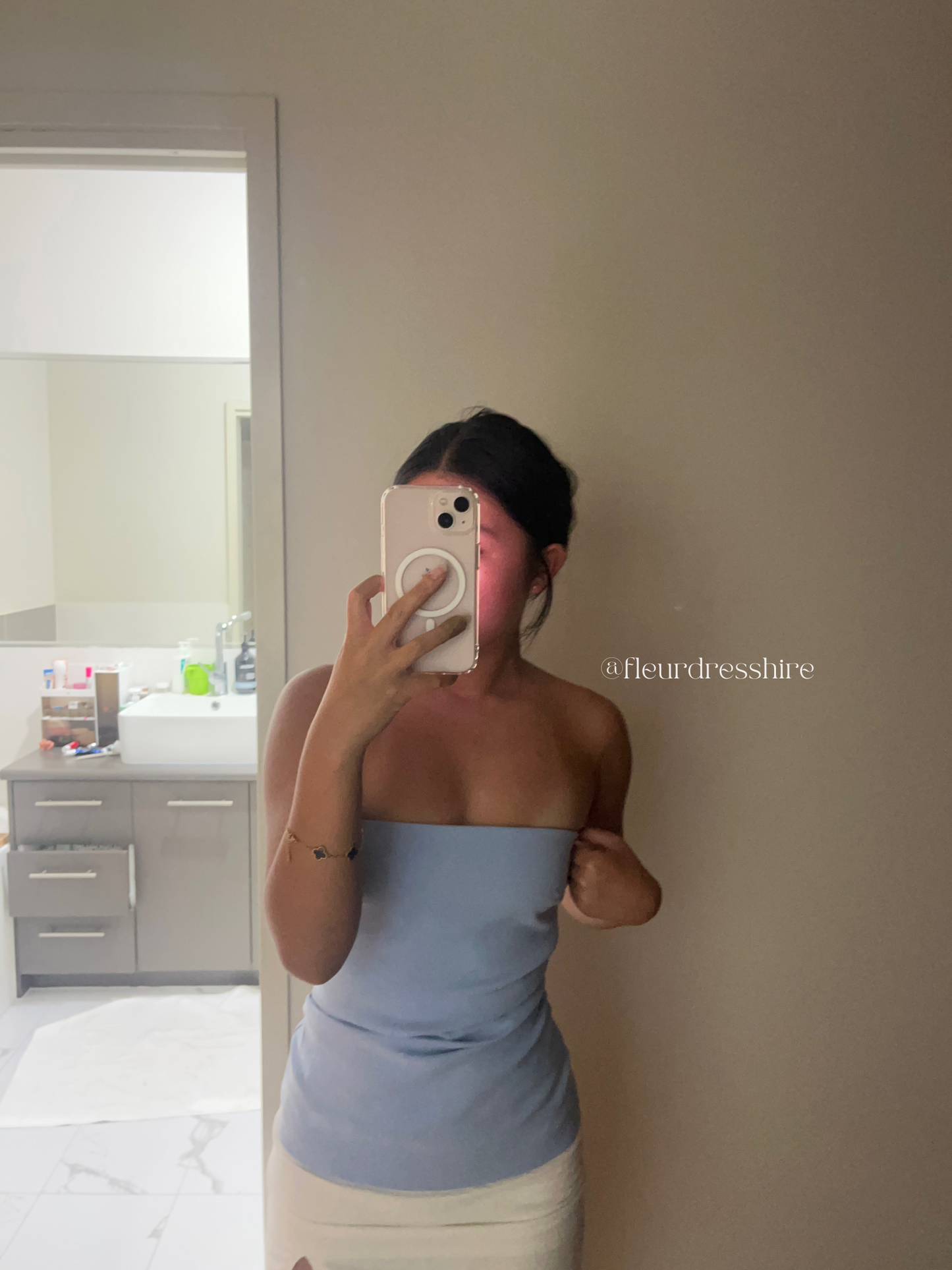 Zara Blue Strapless Bustier