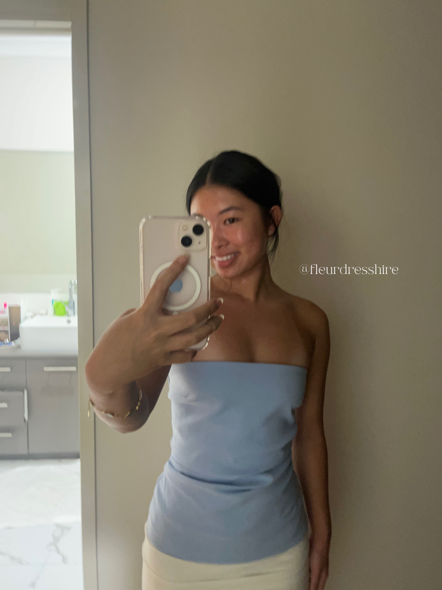 Zara Blue Strapless Bustier