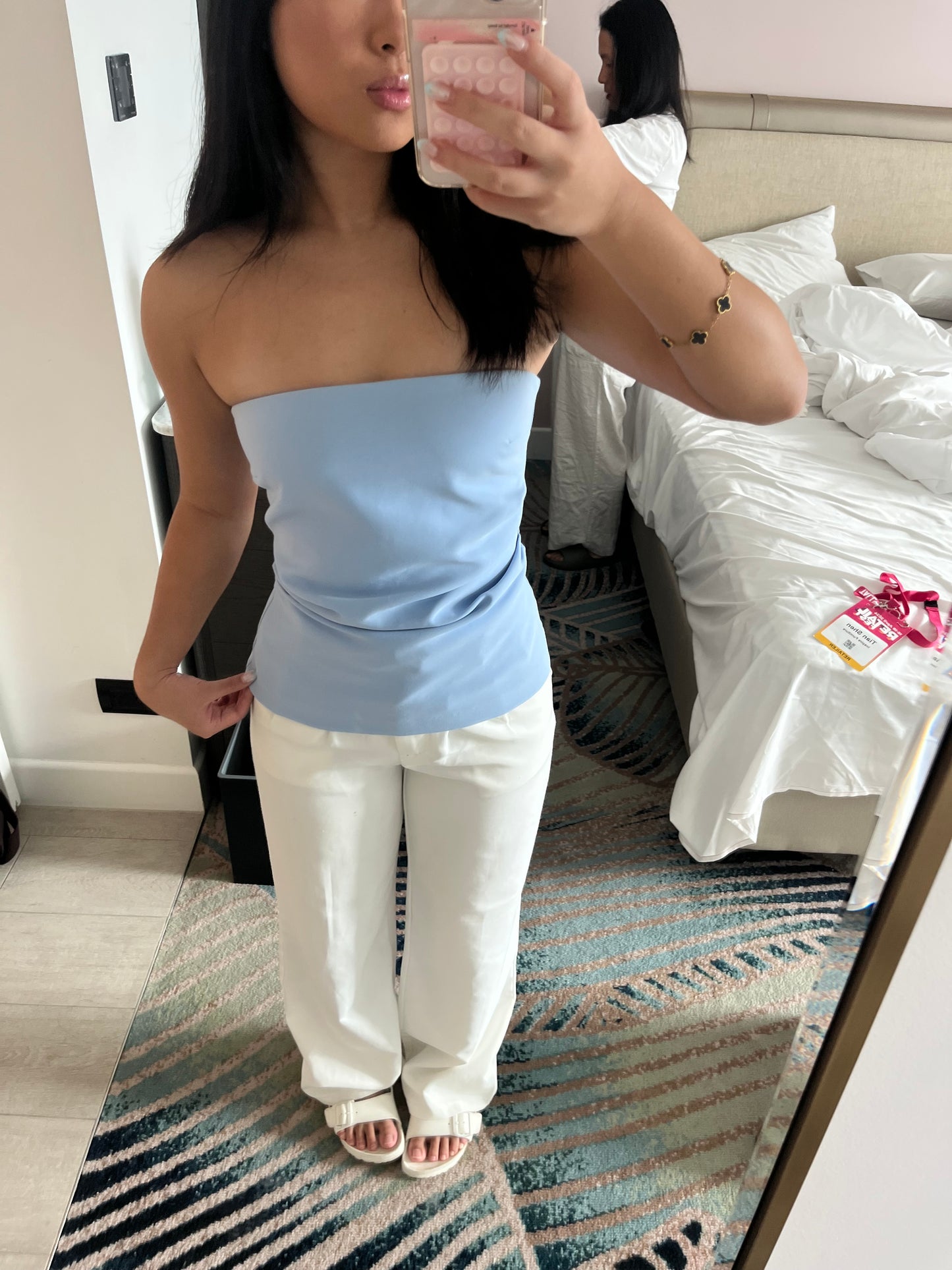 Zara Blue Strapless Bustier